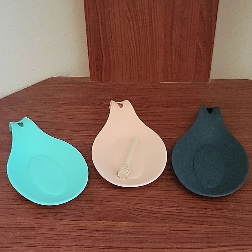 Kitchen 3 Piece Silicone Spoon Rest Holder